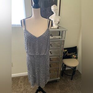 Elegant Gray Beaded Dress